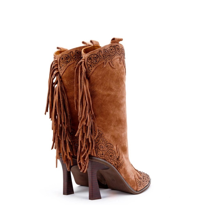 Bottes à Talons Alma En Pena Funnel With Fringes Jaune Femme | QHX-59025638